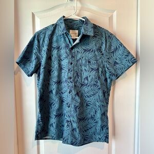 American Eagle Men’s Flex Shirt Size S Small Blue Palm Leaf Button Up